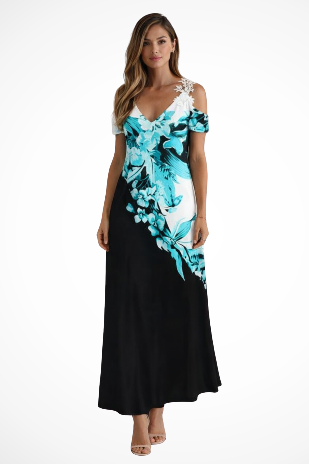 Black White Blue Floral / XXL